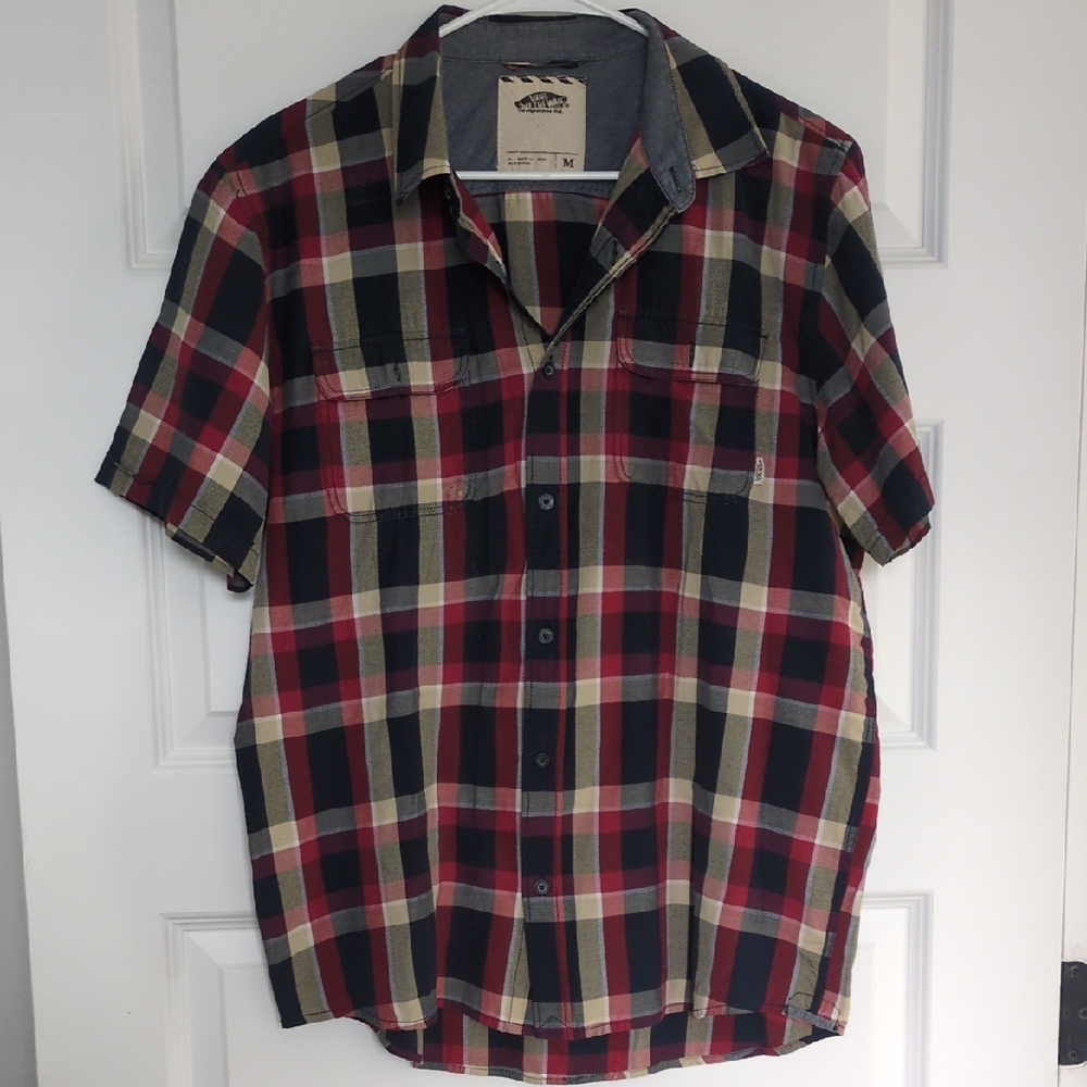 Vans Red and Black Plaid Casual Shirt